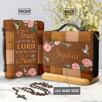 2023 Personalizirane cover Biblije s ružom i Ptice, torba za nošenje biblijskih stihova, Zaštitna kožna torba za pohranu Biblije za žene