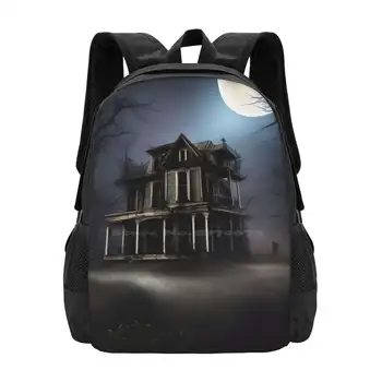 Kuća duhova u šumi, ruksak za učenika, školski laptop, putnu torbu, Kuća duhova, Sablastan Halloween, Umjetna Inteligencija