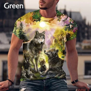 Muška ulične mode 2023, Nova majica sa 3D ispis Wolf, casual majica kratkih rukava i okruglog izreza